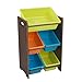 KidKraft Wooden Children's Toy Storage Unit with Five Plastic Bins - Brights & Espresso, Gift for Ages 3+