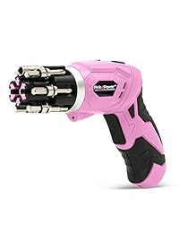 Pink Power, taladro eléctrico de 4,8 Volt, recargable, juego de desarmadores con nivel de burbuja.