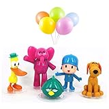 PLUSHUNIVERSE Pocoyo 5 PCS Action Figures PVC Elly Pato Loula Cake Topper Playset Dolls Kids Toys