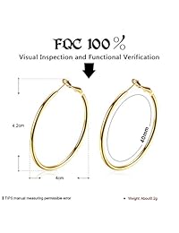 Cos2be, aretes de aro, de acero inoxidable, 1.6 pulgadas