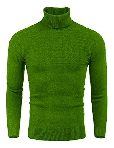 COOFANDY Men's Slim Fit Turtleneck Sweater Casual Knitted Pullover