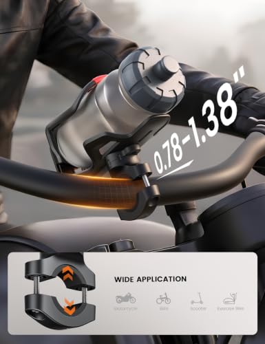 Lamicall Bike Water Bottle Holder - Extra-Wide Adjustable (55-85mm) Water Bottle Holder with Anti-Theft Tracker Slot, One-Handed Operation Motorcycles Bicycle Cup Holder for 20-34mm Handlebar & Frame