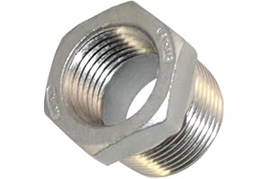 Megairon 3/4" Male NPT to 1/2" Female NPT Female Reducing/Reducer Bushing Pipe Fitting,Adapter,Stainless Steel SS 304 Hex Bushing