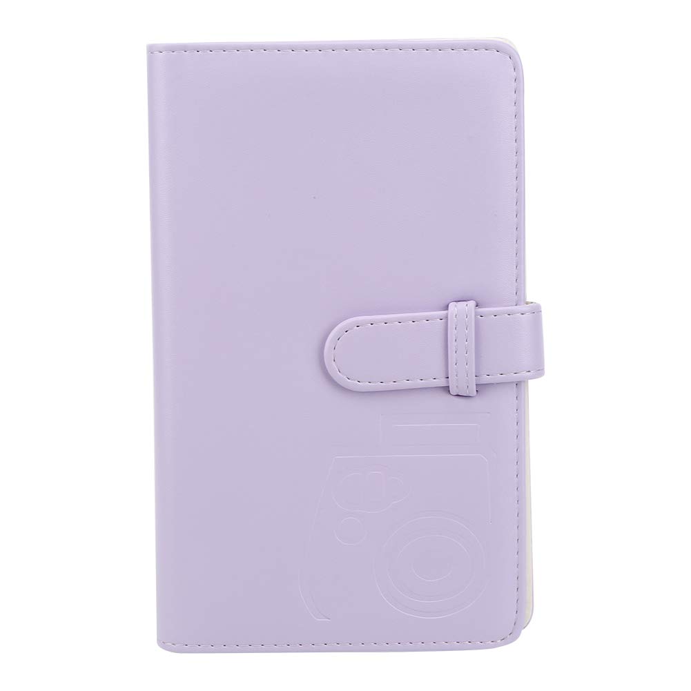 Photo Bookshelf Album, 3 Inch 96 Pockets Photo Book Album with 16 Pages Photograph Storage Holds Card Case Commemoration Day Albums for Mini 11/8/9/7s/25/70/90(Purple)