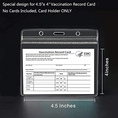 3 Pack CDC Immune Record Card Protective Cover 4 X 3 inches, Horizontal ID Badge Clip, with Waterproof Sealing Zipper and Lanyard