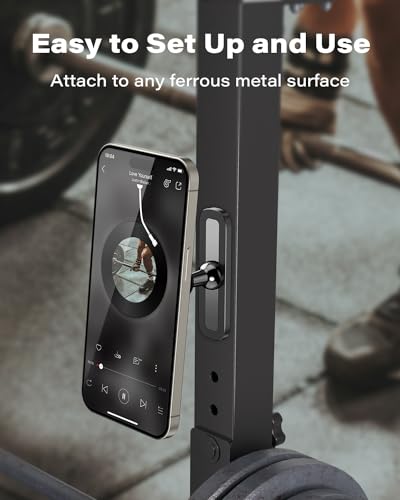 APPS2Car Soporte Magnético para Teléfono de Gimnasio, Base de Aleación y Rótula Metálica, Se Adhiere a Superficies Metálicas, Compatible con iPhone 12-17 y Android, Rotación 360°
