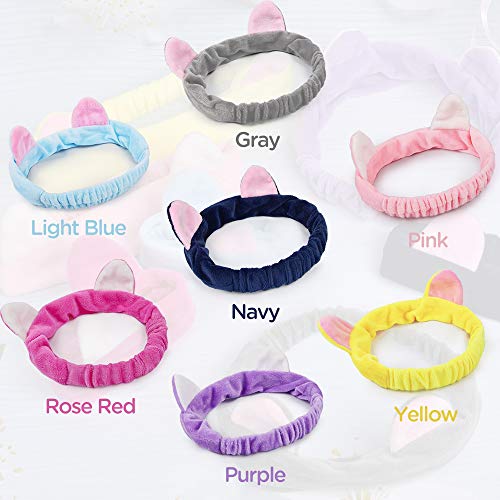 Face Washing Headbands, IKOCO 7 Pack Cat Ears Makeup Headbands Spa