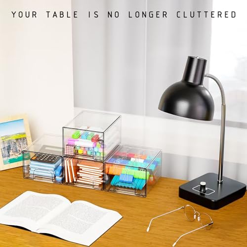Clear Storage Organizer Drawers, Stackable Acrylic Cabinet Box with Anti-slip Pads, Small Plastic Drawer Organiser Bin for Kitchen, Bathroom, Makeup, Fridge, تخزين منظمات ادراج منظم, (4 PACK)