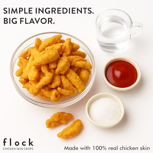Flock Keto Chicken Skin Chips – Original Flavor, Low Carb, High Protein, Gluten-Free Chicken Crisps, Keto Snack, Low Carb Chips, Protein Crackers, Diet Snacks, 8-Pack (1oz)