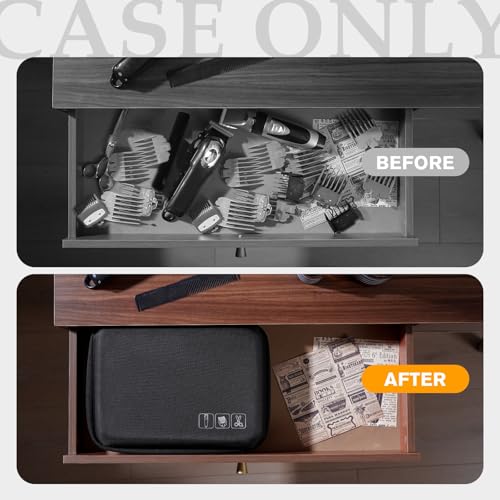 Procase Barber Case, Barber Bag for Clippers and Supplies, Hard Travel Cases for Hair Clippers, Trimmer Organizer Storage Box for Men Razor Guard Grooming Kits -Medium & Black