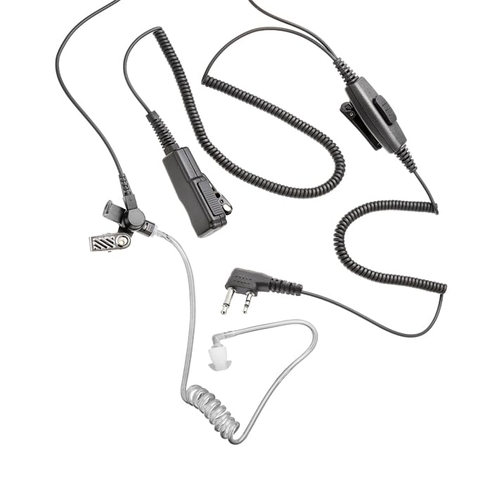 Double PTT Covert Acoustic Tube Earpiece for ICOM 2 Pin Radio