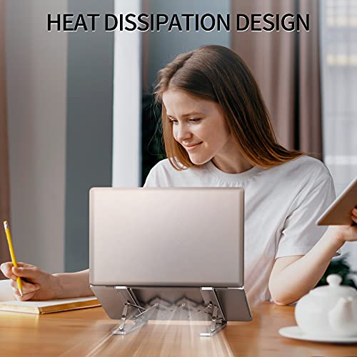 Laptop Stand Portable Aluminum Laptop Riser, Ergonomic Computer Stand for Desk Adjustable Height Compatible with MacBook Pro/Air, Dell XPS More 10 to 15.6 Inches Notebook, Silver