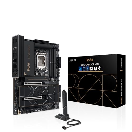 ASUS ProArt Z890-CREATOR WIFI, Intel ATX Motherboard, 16+2+1+2 Power Phases, DDR5 Slot, PCIe 5.0 for New Generation GPU, 5 M.2 Slots, Two Thunderbolt 5 Type-C Ports, WiFi 7, Black