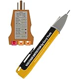 Electrical Outlet Tester and Voltage Detector Pen Set - Test your Home for a Live Wire AC Volt Current on a Receptacle GFCI Socket for Polarity