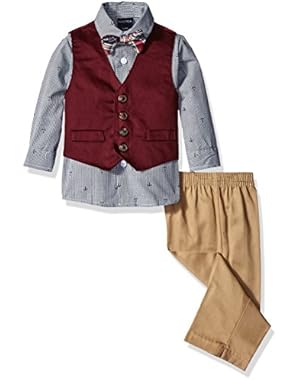 Nautica Baby Boys'' Solid Twill Vest Set with Bow Tie