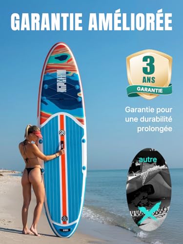 Niphean Paddle Gonflable Adulte avec Tous Les Accessoires, 320cm Planches de Stand Up Paddle Gonflables pour Tous Les Niveaux, Sup avec Capacité 200 kg pour 2 Personnes, Paddle Gonflable avec Siège