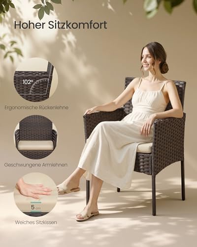 Balkonmöbel, Gartenmöbel-Set, aus PE-Polyrattan, Lounge-Set, Terrassenmöbel, Outdoor, für Terrasse, Balkon, Garten, braun-Taupe GGF004K05