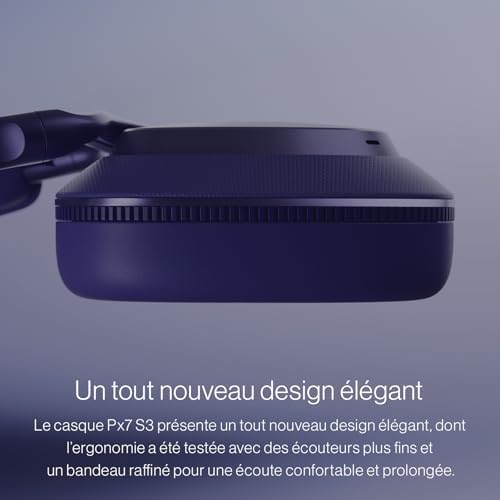 Px7 S3 Casque Supra-Auriculaire sans Fil, Réduction de Bruit Avancée, DSP 24-bit, aptX Lossless, 30 Heures de Lecture, 8 Microphones, Charge Rapide - Noir Anthracite