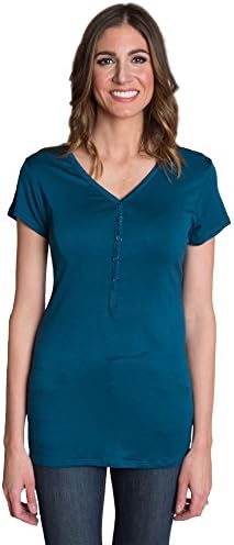 Udderly Hot Mama Blissful Button Down Nursing and Pumping Top - Teal, Size 1