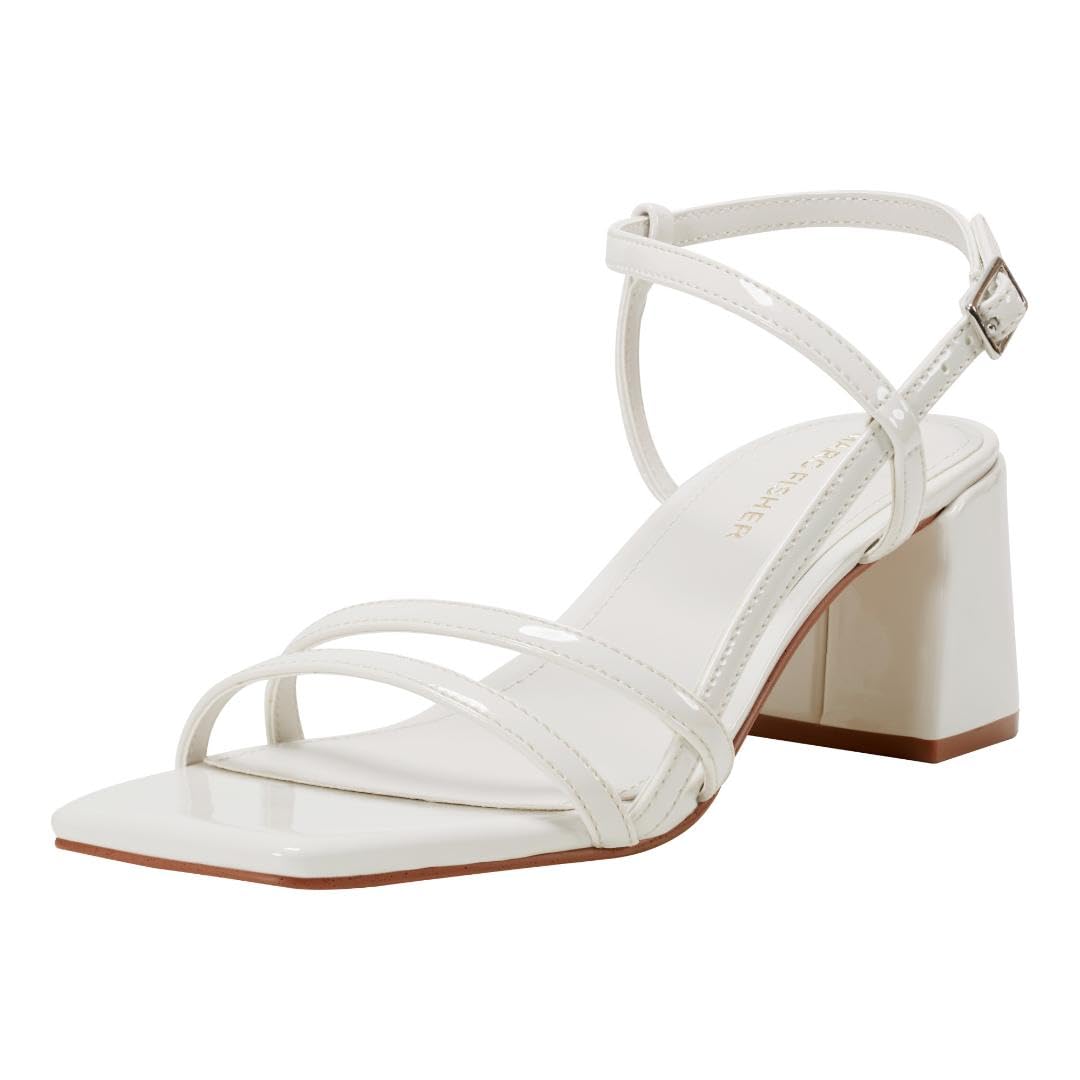 Marc Fisher Women’s JECI Heeled Sandal, Ivory Patent 150, 7.5