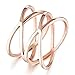 OPK Jewelry Personality Rose Gold X Criss Cross Long 14mm Woman Party Rings Band,Size 5-8