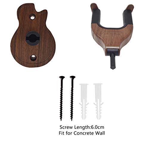 Easife Guitar Wall Mount Guitar Hanger Bracket Holder for Bass Ukulele Acoustic&Electric Guitars Stand String Instrument Accessories for Home/Studio Wall-Black Walnut Hardwood
