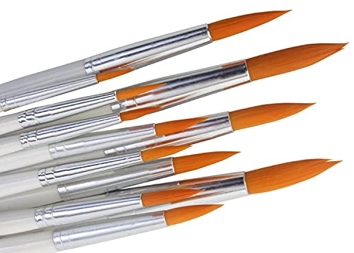 Asha Craft Water Color Drawing Brush Pen Set 12 Different Tip Oval Nail Nylon Hair Material Acrylic Paint Brushes for Artists Color_ White