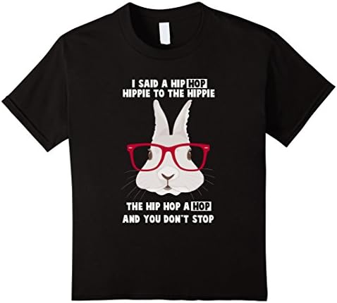 Kids Hipster bunny easter t-shirt little boy or girls shirt 6 Black