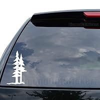DiamondCutStickerz Pine Trees Forest Mountain Decal Sticker Car Truck Motorcycle Window Ipad Laptop Wall Decor - Size (05 inch / 13 cm Tall) - Color (Matte White)