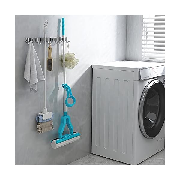 Broom-Mop-Stainless-Steel-Holder-Wall-Mounted-for-KitchenGarden-Garage-Office-Laundry-Bathroom-2-Racks-3-Hooks Broom Mop Stainless Steel Holder Wall Mounted, for Kitchen,Garden, Garage, Office, Laundry Bathroom (2 Racks 3 Hooks)