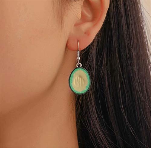 TMROW 3D Avocado Dangle Earrings Cute Love Heart Oval Soft Ceramic Hook Earrings Green Plant Fruit Hypoallergenic Ear for Women Girls Jewelry