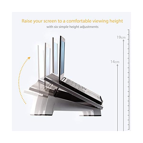 Fellowes-Office-Suites-Portable-Laptop-Stand-for-Desk-BlackSilver Fellowes Office Suites Laptop Stand for Desk 6 Height Adjustable Portable Laptop Riser for the Home and Office - Max…