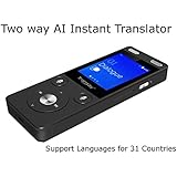 TranSay MT101 AI Two Way Instant Digital Voice Translator Recorder Device Supports Chinese,English,Arabic,Danish,German,Spanish,Finnish,French,Italian,Japanese,Dutch,Polish,Portugal,Russian,Swedish …