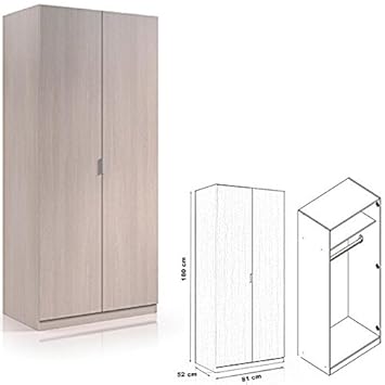 Lowcost 2 Door Wardrobe Oak 180 X 81 X 52 Cm Amazon Co Uk
