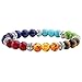 Jovivi 2pc 7 Chakras Yoga Meditation Healing Balancing Round Stone Beads Stretch Bracelet Set, with Gift Box