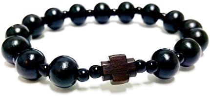 Anna Holy Gifts Catholic Rosary Wooden Beads Bracelet Pre-Wrapped Gift Ready to Give (MB-5 for Men)