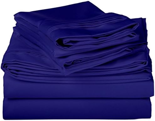 Linen House Hotel Bedding Product 500-Thread-Count 100% Egyptian Cotton King 4 piece Sheet Set with 23" Deep Pocket Fitted Sheet, Blue