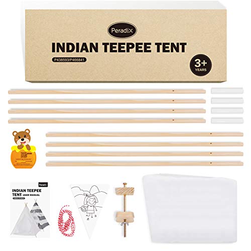 Peradix Tipi Infantil Tienda,con Cojín Cuadrado Carpa Dejuego Tienda India par,Interior / Exterior Tienda Campaña para Niños,Carpa Tipi para Niños Fondo de Fotografía de Juguete