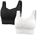 Pretty Seamless 2-Pack Lace Camisole Women’s Seamless Wireless Comfort Layering Bra with Removable Pads (Large, White and Black)