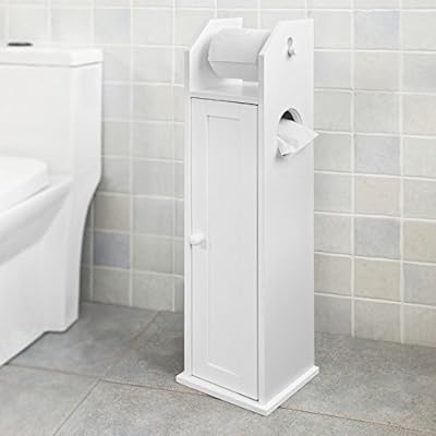 Haotian Frg135 W White Free Standing Wooden Bathroom Toilet Paper Roll Holder Storage Cabinet Holder Organizer Bath Toilet Amazon Sg Home