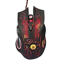 RGB Gaming Mouse, USB Wired 3200 DPI LED Optical Professional Pro Mouse Gamer Mice, 6 Programmed Buttons for Laptop PC Computer Games & Work - Black