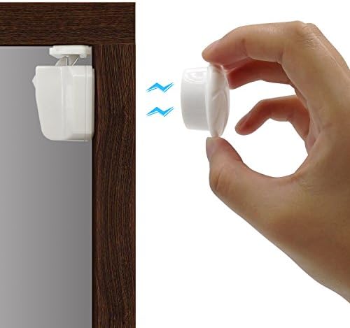 BabyPlan Magnetic Cabinet Locks- Upgraded Version- Works Great &amp; Super Easy to Use (4 Locks + 1 Key)