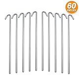 Ram-Pro Tent Garden Stakes Heavy Duty, Galvanized Steel Pegs Rust-Free (60)