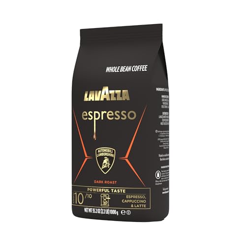 LAVAZZA ESPRESSO WHOLE BEAN FOR AUTOMOBILI LAMBORGHINI, DARK ROAST, ARABICA AND ROBUSTA BLEND, 2.2 LB BAG (PACKAGE MAY VARY)
