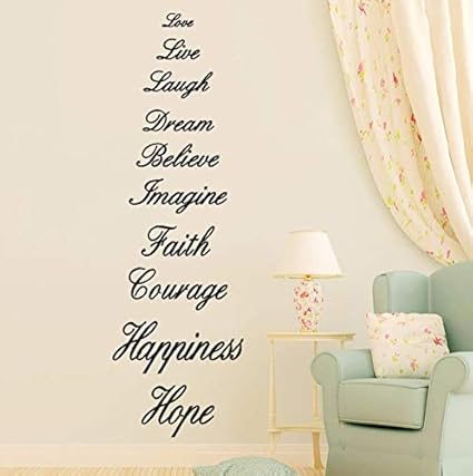 Dalxsh Love Live Laugh Dream Credi Imagine Fede Coraggio Felicita Speranza Inglese Proverbio Wall Quote Decal Sticker Parole Wall Decor 40x60 Cm Amazon It Fai Da Te