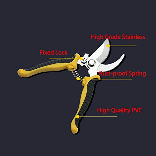 Bearstar Garden Hand Pruner,8" Professional Stainless Steel Bypass Pruning Shears Garden Clippers