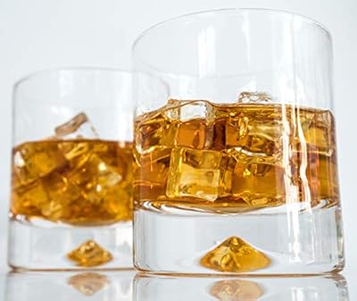 Premium Whiskey Glasses - Lead Free Hand Blown Crystal - Thick Weighted Bottom (12oz Set of 2) - Seamless Design - Perfect for Scotch, Bourbon and Old Fashioned Cocktails