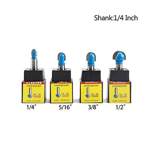 4Pcs Tungsten Carbide Router Bit Set 1/4inch Shank Round Nose Double Edging Cove Router Bits for Woodworking Grooving for Home Improvement and DIY