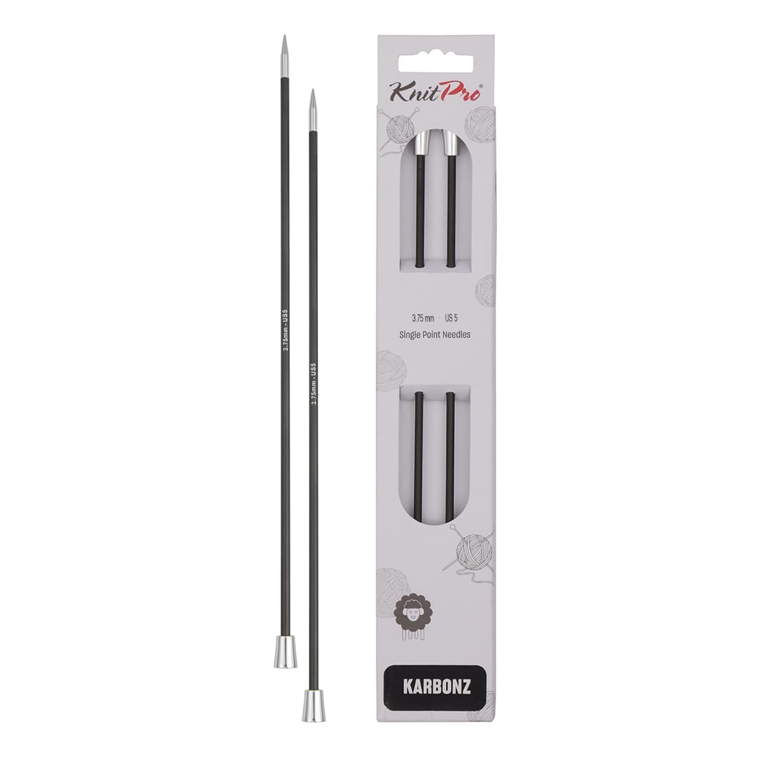 KnitPro Karbonz Single Pointed Needles 10" (25cm) | 3.75 mm