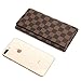 Wallets for Women Leather Trifold Clutch Checkbook Purse RFID Blocking with Credit Card Holder Organizer (Brown)